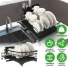Retractable Dish Drying Rack Extra Large Dish Rack with Drainboard Utensil Holder for Countertop Over Sink Rustproof Expandable
