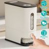 25LBS Vertical Rice Dispenser With Dustproof Lid Large Capacity Grain Storage Container With Measuring Cup Built-In Fresh Box For Kitchen Pantry Count