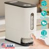 25LBS Vertical Rice Dispenser With Dustproof Lid Large Capacity Grain Storage Container With Measuring Cup Built-In Fresh Box For Kitchen Pantry Count