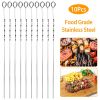 10Pcs BBQ Skewers 16" inch Kabob Skewers V-Shape Stainless Steel Shish Kebab Sticks Reusable Barbecue Skewers Set BBQ Grill Skewers for Meat Shrimp Ch